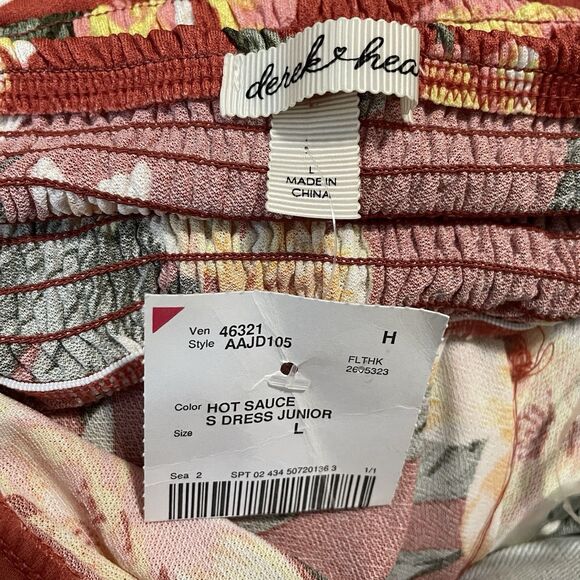 NEW Derek Heart Sleeveless Maxi Dress Coral Tropical Floral Boho Stretch‎ Large - Picture 9 of 10